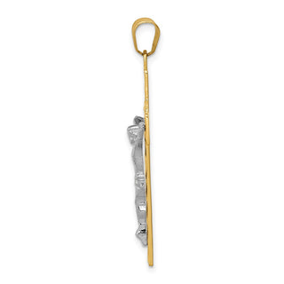 14k Yellow and White Gold Diamond-Cut Latin Crucifix Pendant D3687