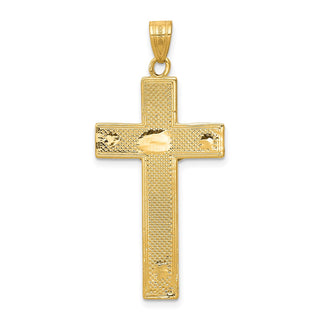 14k Yellow and White Gold Diamond-Cut Latin Crucifix Pendant D3687