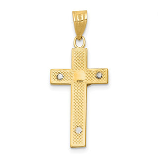 14k Yellow and White Gold Diamond-Cut Crucifix Pendant D3689