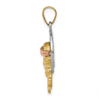 14k Yellow, White and Rose Gold Diamond-Cut Christ Pendant D3702