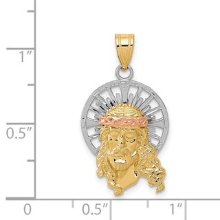 14k Yellow, White and Rose Gold Diamond-Cut Christ Pendant D3702