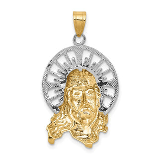 14k Yellow, White and Rose Gold Diamond-Cut Christ Pendant D3703