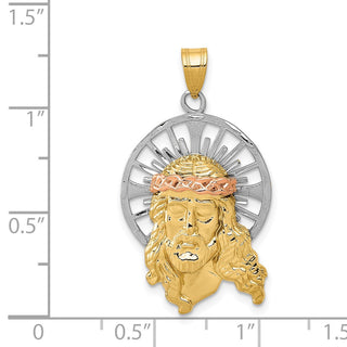 14k Yellow, White and Rose Gold Diamond-Cut Christ Pendant D3703