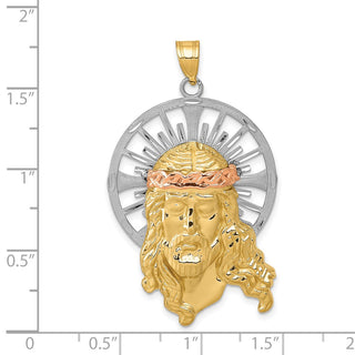 14k Yellow, White and Rose Gold Diamond-Cut Christ Pendant