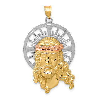 14k Yellow, White and Rose Gold Diamond-Cut Christ Pendant