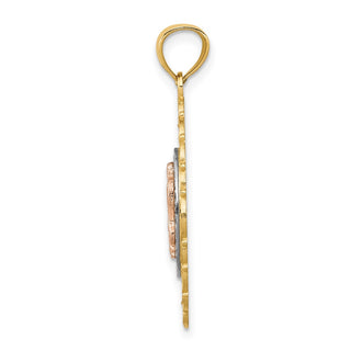 14k Yellow, White and Rose Gold Our Lady Of Guadalupe Pendant