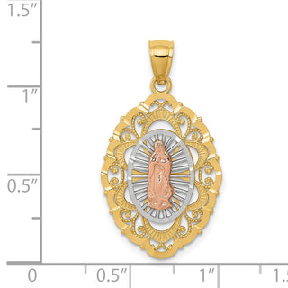 14k Yellow, White and Rose Gold Our Lady Of Guadalupe Pendant