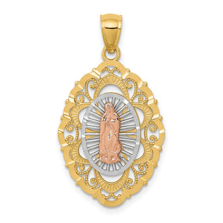 14k Yellow, White and Rose Gold Our Lady Of Guadalupe Pendant