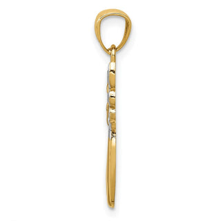 14k Yellow Gold and Rhodium Filigree Angel Pendant D3722