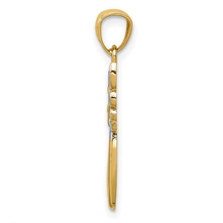 14k Yellow Gold and Rhodium Filigree Angel Pendant D3722