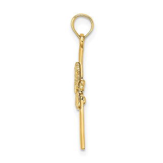 14k Yellow Gold Praying Girl Cross Pendant