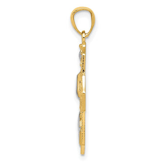 14k Yellow Gold and Rhodium Cross Pendant D3735