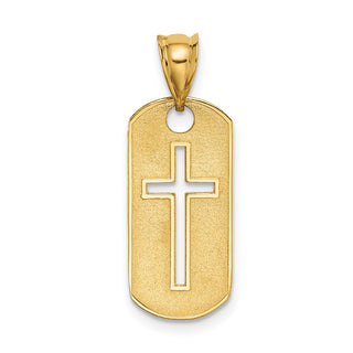 14k Yellow Gold Polished Cross Cut-Out Pendant
