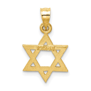 14k Yellow Gold Solid Satin Star Of David Pendant D38