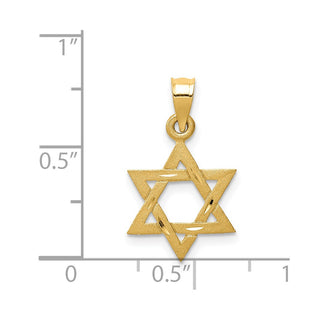 14k Yellow Gold Solid Satin Star Of David Pendant D38
