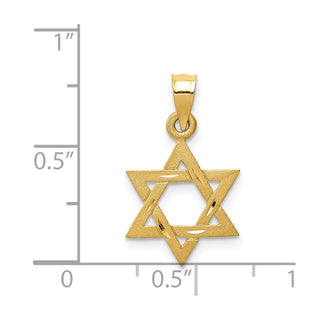 14k Yellow Gold Solid Satin Star Of David Pendant D38