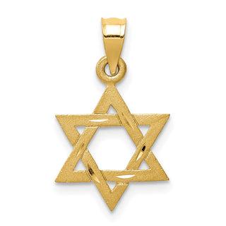 14k Yellow Gold Solid Satin Star Of David Pendant D38