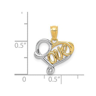 14k Yellow Gold And Rhodium Love Pendant D3846