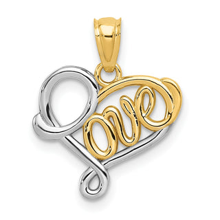 14k Yellow Gold And Rhodium Love Pendant D3846
