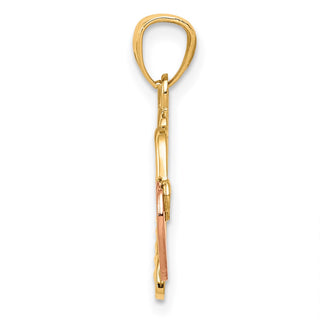 14k Yellow and Rose Gold Heart Lock and Key Pendant