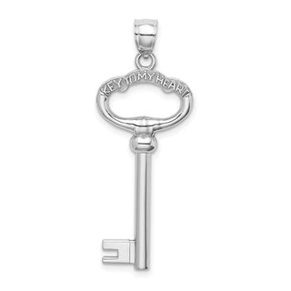 14k White Gold Key To My Heart Key Pendant