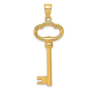 14k Yellow Gold 3-D Key w/Key To My Heart Pendant