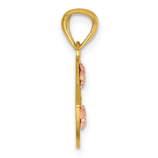 14k Yellow and Rose Gold Best Friends Break Apart w/ Flower Heart Pendant