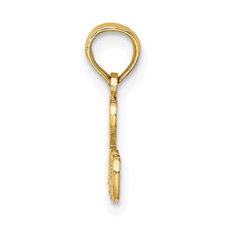 14k Yellow Gold Polished and Textured I Love Bingo Pendant