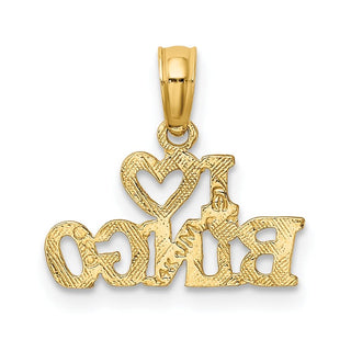 14k Yellow Gold Polished and Textured I Love Bingo Pendant
