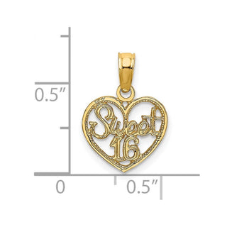 14k Yellow Gold Sweet 16 In Heart Pendant