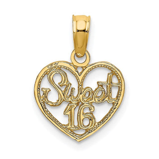 14k Yellow Gold Sweet 16 In Heart Pendant