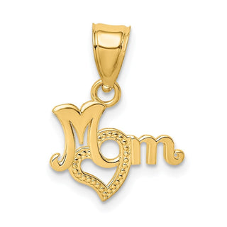 14k Yellow Gold Mom With Heart Pendant