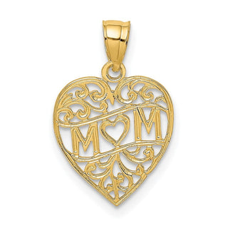 14k Yellow Gold Mom In Heart Pendant
