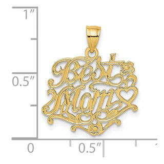 14k Yellow Gold Best Mom Pendant D3949
