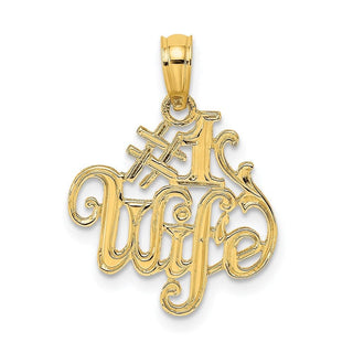 14k Yellow Gold #1 Wife Pendant D3969
