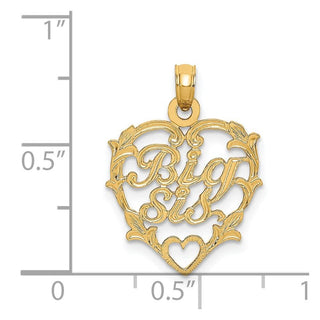 14k Yellow Gold Big Sis In Heart Pendant