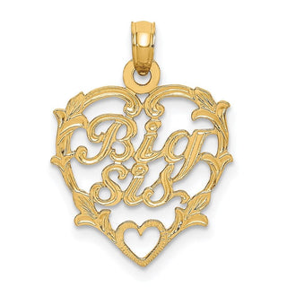 14k Yellow Gold Big Sis In Heart Pendant