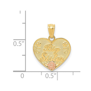 14k Yellow and Rose Gold Big Sister Heart Pendant