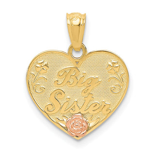 14k Yellow and Rose Gold Big Sister Heart Pendant