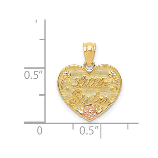 14k Yellow and Rose Gold Little Sister Heart Pendant