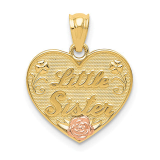 14k Yellow and Rose Gold Little Sister Heart Pendant