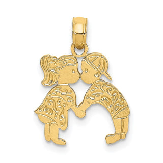 14k Yellow Gold Kissing Boy And Girl Pendant