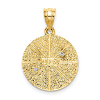 14k Yellow & White Gold Solid Satin Finish Flat Back Star Of David Disc Pendant