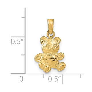 14k Yellow Gold 2-D Teddy Bear Pendant