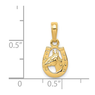 14k Yellow Gold Horseshoe w/Horse Head Pendant