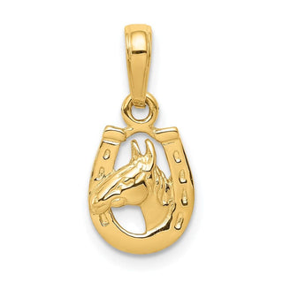 14k Yellow Gold Horseshoe w/Horse Head Pendant