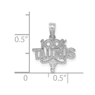 14k White Gold 100% TAURUS Pendant