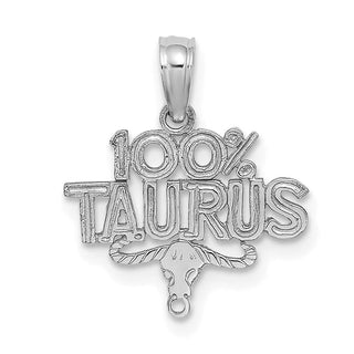 14k White Gold 100% TAURUS Pendant
