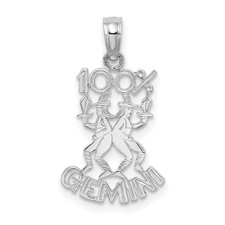 14k White Gold 100% GEMINI Pendant