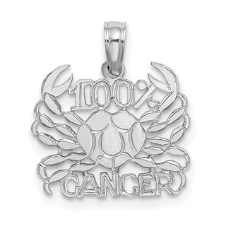 14k White Gold 100% CANCER Pendant